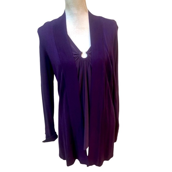 WHBM dark purple 2 piece tank & longline open front cardigan size medium - Picture 1 of 12